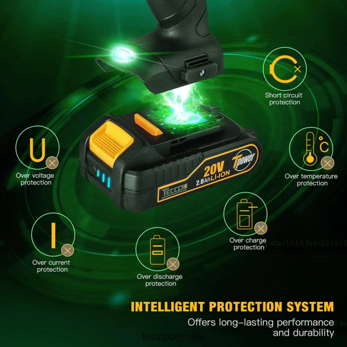 Прибор TECCPO 20/18в мак 2.0ах литијум-јонска пуњива батерија за све 20/18в бежичне електричне алате - зпк18хс2000 X0JL8666