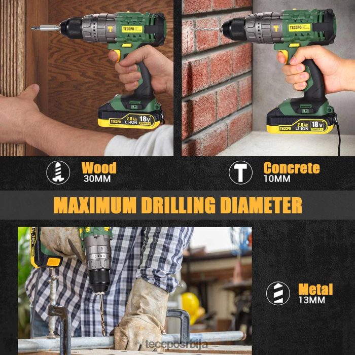 бушилице и возачи TECCPO 18 комбиновани комплет X0JL866