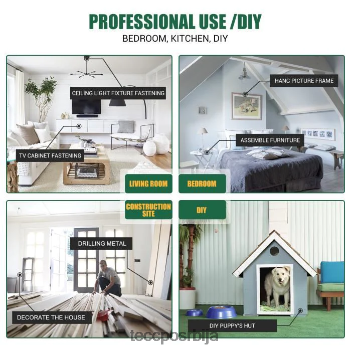 бушилице и возачи TECCPO акумулаторска ударна бушилица 2.0/4.0ах батерија са 30/34ком прибора X0JL869