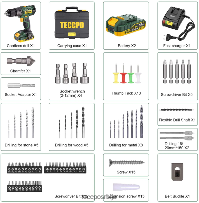 бушилице и возачи TECCPO акумулаторски одвијач 45 нм X0JL8614
