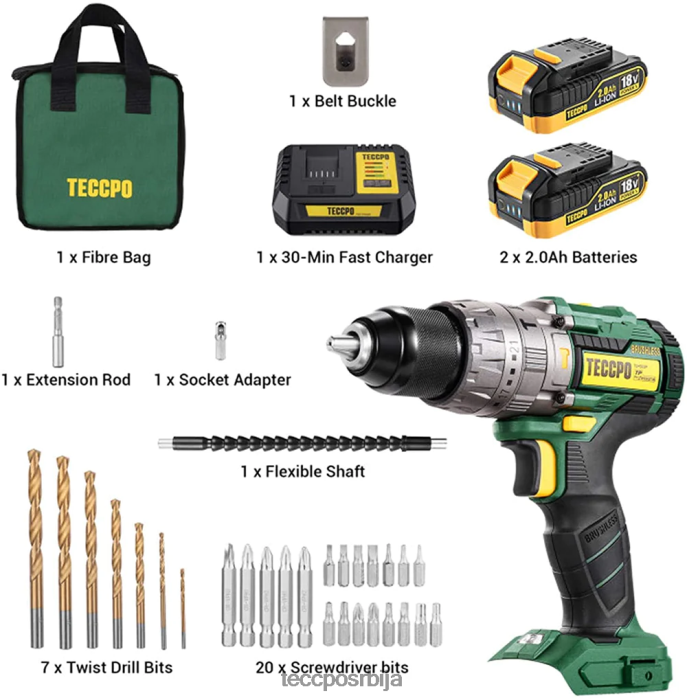 бушилице и возачи TECCPO 60нм акумулаторска бушилица без четкица X0JL868