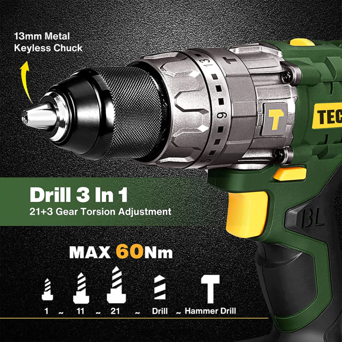 бушилице и возачи TECCPO мтд680б акумулаторска бушилица X0JL8611