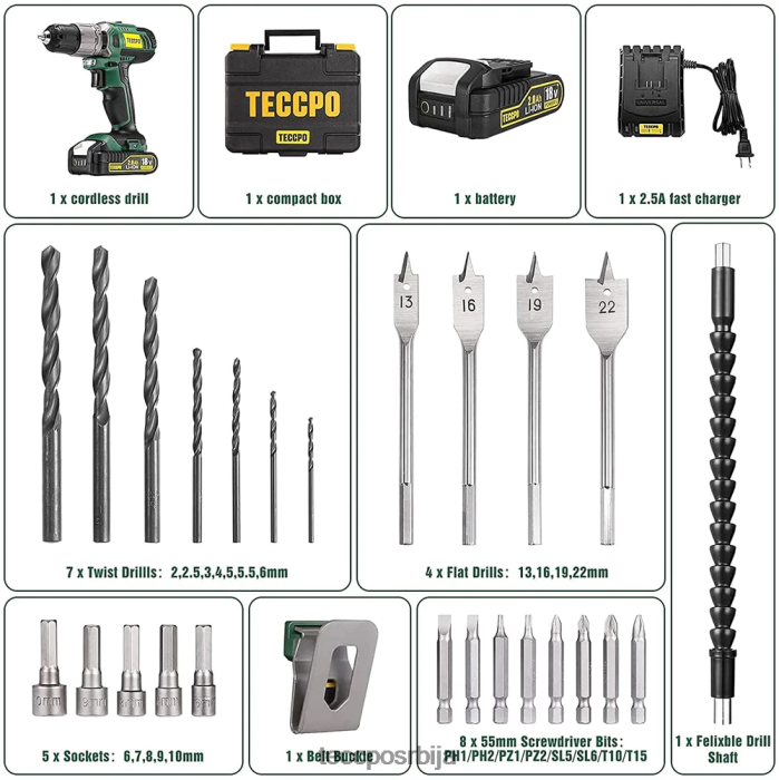 бушилице и возачи TECCPO бежични Бушилица X0JL8612