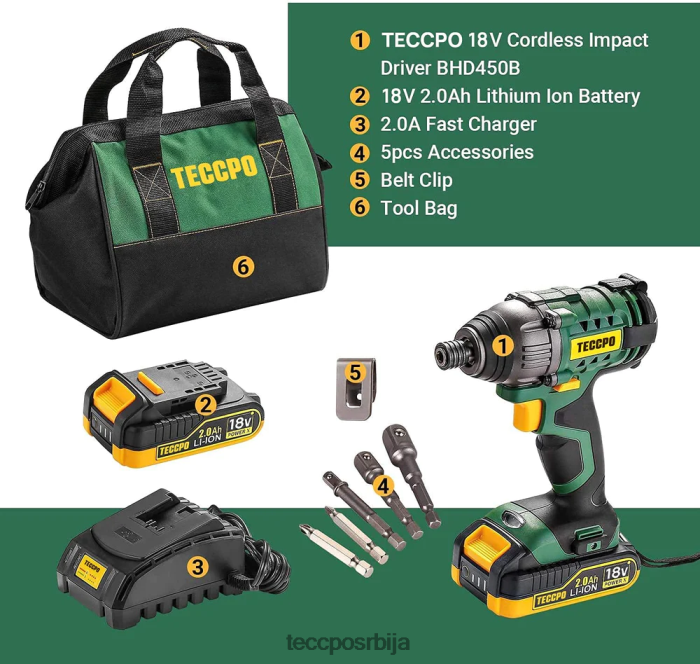 бушилице и возачи TECCPO акумулаторски ударни кључ X0JL8615