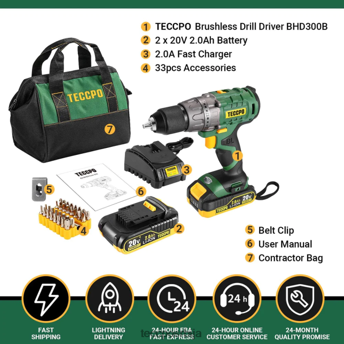 бушилице и возачи TECCPO сет акумулаторских бушилица X0JL862