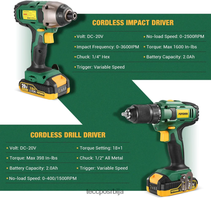 бушилице и возачи TECCPO попоман дрилл цомбо кит X0JL867