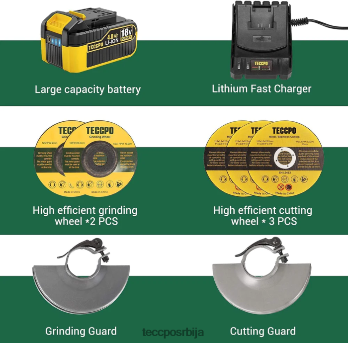 друге збирке TECCPO акумулаторска угаона брусилица без четкица 20в мак X0JL8652