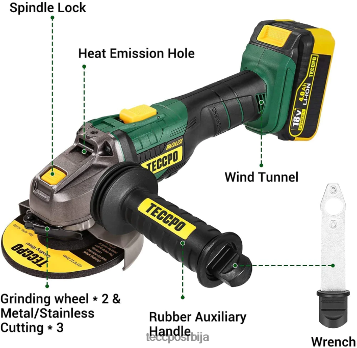 друге збирке TECCPO акумулаторска угаона брусилица без четкица 20в мак X0JL8652