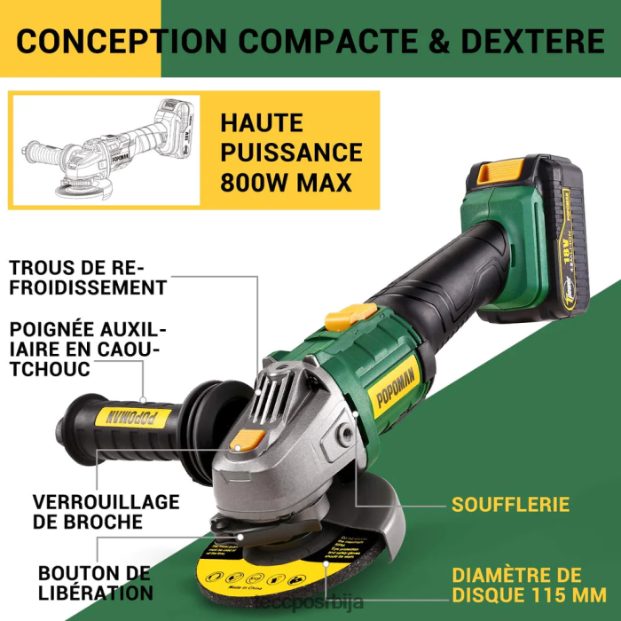 друге збирке TECCPO акумулаторске угаоне брусилице X0JL8653