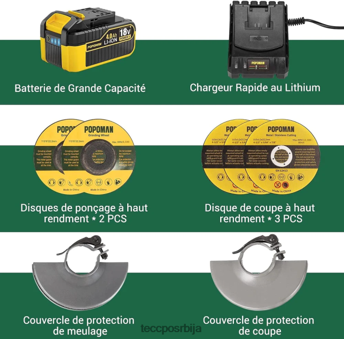 друге збирке TECCPO акумулаторске угаоне брусилице X0JL8653