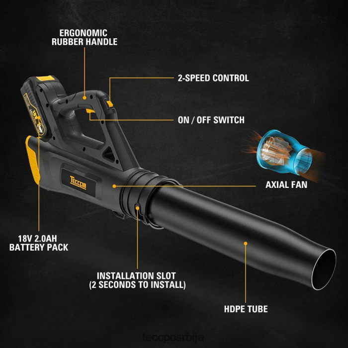 нега баште TECCPO акумулаторска дуваљка за лишће 20в X0JL8655