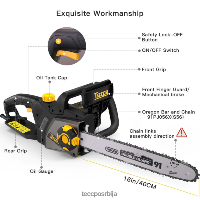 нега баште TECCPO 2400в моторна тестера са каблом X0JL8630