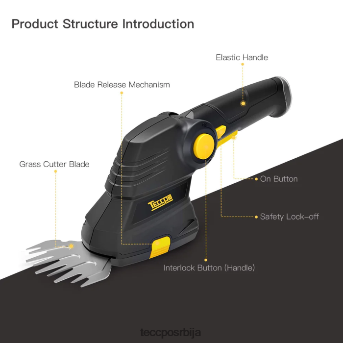 нега баште TECCPO акумулаторске маказе за траву X0JL8657