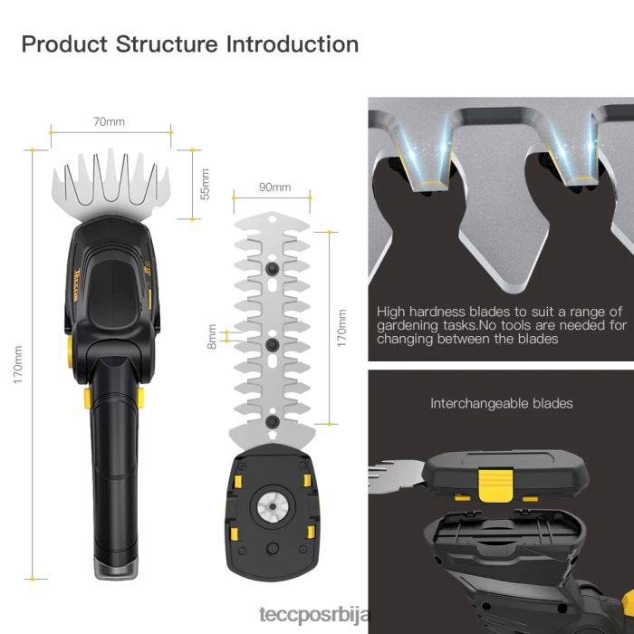 нега баште TECCPO акумулаторске маказе за траву X0JL8657