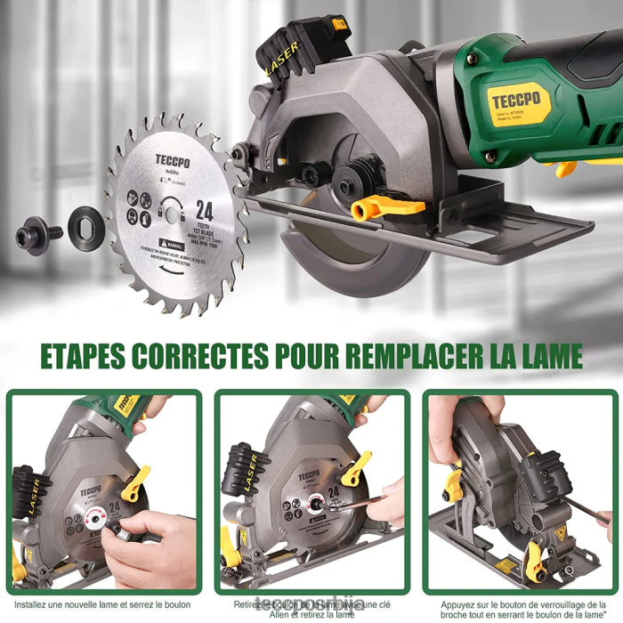 обрада дрвета TECCPO 18в акумулаторска мини кружна тестера са ласерским водичем X0JL8626