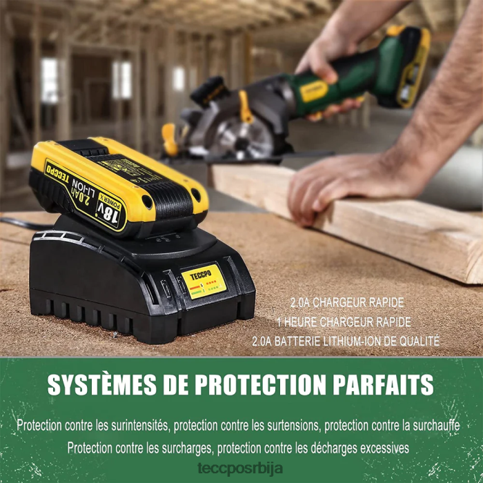 обрада дрвета TECCPO 18в акумулаторска мини кружна тестера са ласерским водичем X0JL8626