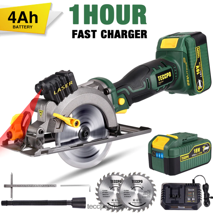 обрада дрвета TECCPO акумулаторска кружна тестера 20в 4-1/2" 4500рпм компактна кружна тестера са ласером X0JL8616