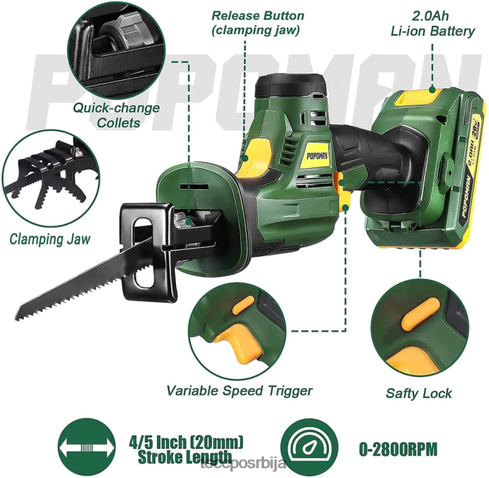 обрада дрвета TECCPO 20в акумулаторска клипна тестера X0JL8622