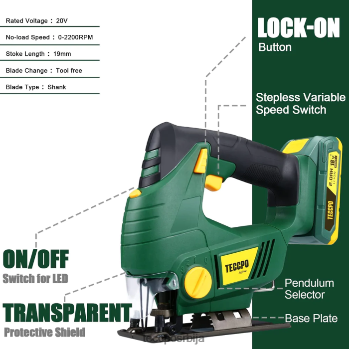 обрада дрвета TECCPO акумулаторска убодна тестера X0JL8624