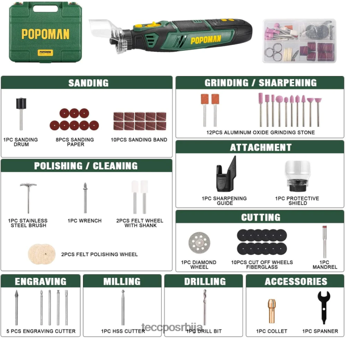 ротациони алати TECCPO Попоман комплет акумулаторског ротационог алата X0JL8645